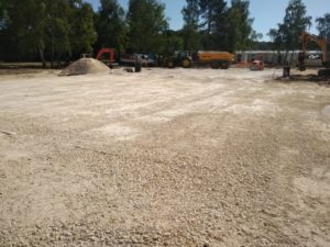 granulats mis en place pour le terrassement